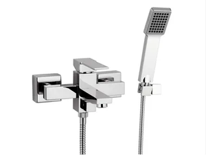 QUBIKA - Wall-mounted bathtub mixer with hand shower _ Remer Rubinetterie